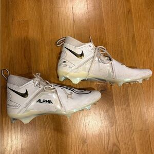 Nike White and Teal Athletic Cleats